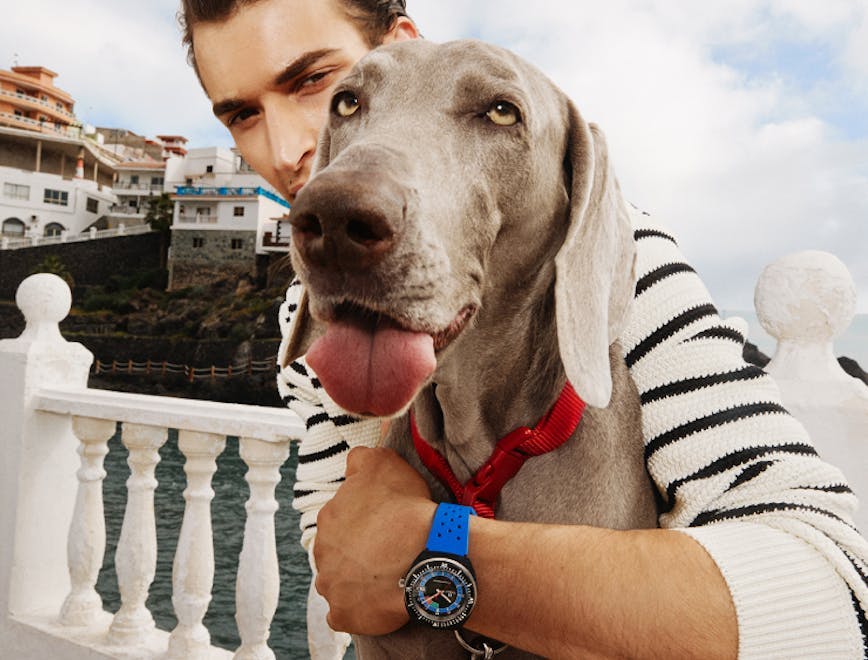 photography finger person handrail face head portrait dog waterfront wristwatch