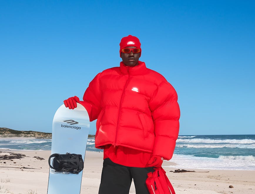coat jacket person standing adult male man nature sea pants